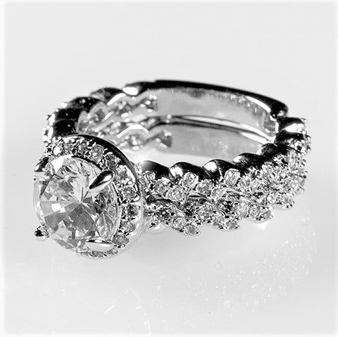 Kassidy Zig Zag 2ct Round Engagement Wedding Ring Set | 3.5ct