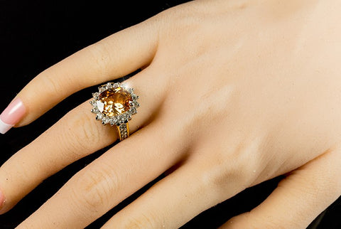 Kate Champagne Cambridge Cocktail Gold Ring | 7ct