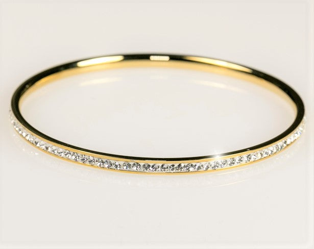 MOONDUST Gold Plated CZ and Crystal Studded Western Style Freesize Bracelet Bangle for Women (MD_3297_G) | Shining Jewel