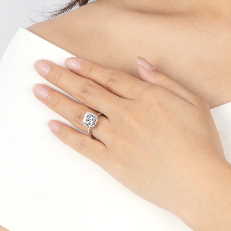Kahun 10mm Cushion Solitaire CZ Engagement Ring | 5.6ct | 925 Sterling Silver