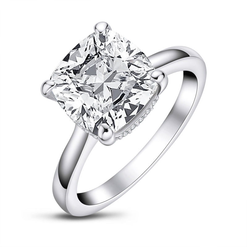 Kahun 10mm Cushion Solitaire CZ Engagement Ring | 5.6ct | 925 Sterling Silver