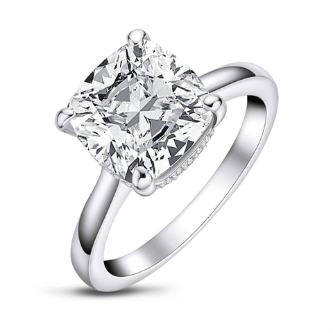 Kahun 10mm Cushion Solitaire CZ Engagement Ring | 5.6ct | Sterling Silver