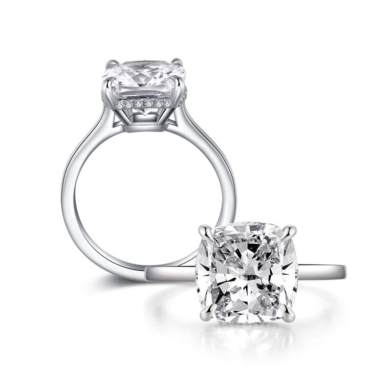 Kahun 10mm Cushion Solitaire CZ Engagement Ring | 5.6ct | 925 Sterling Silver