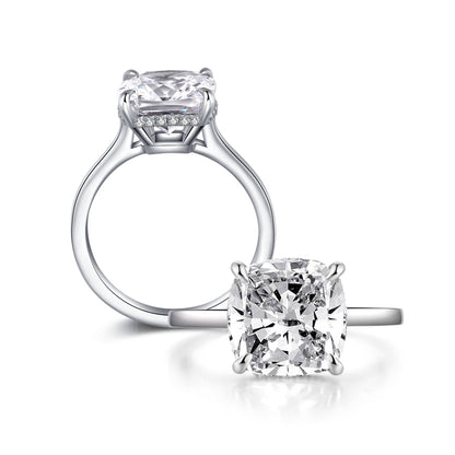 Kahun 10mm Cushion Solitaire CZ Engagement Ring | 5.6ct | 925 Sterling Silver