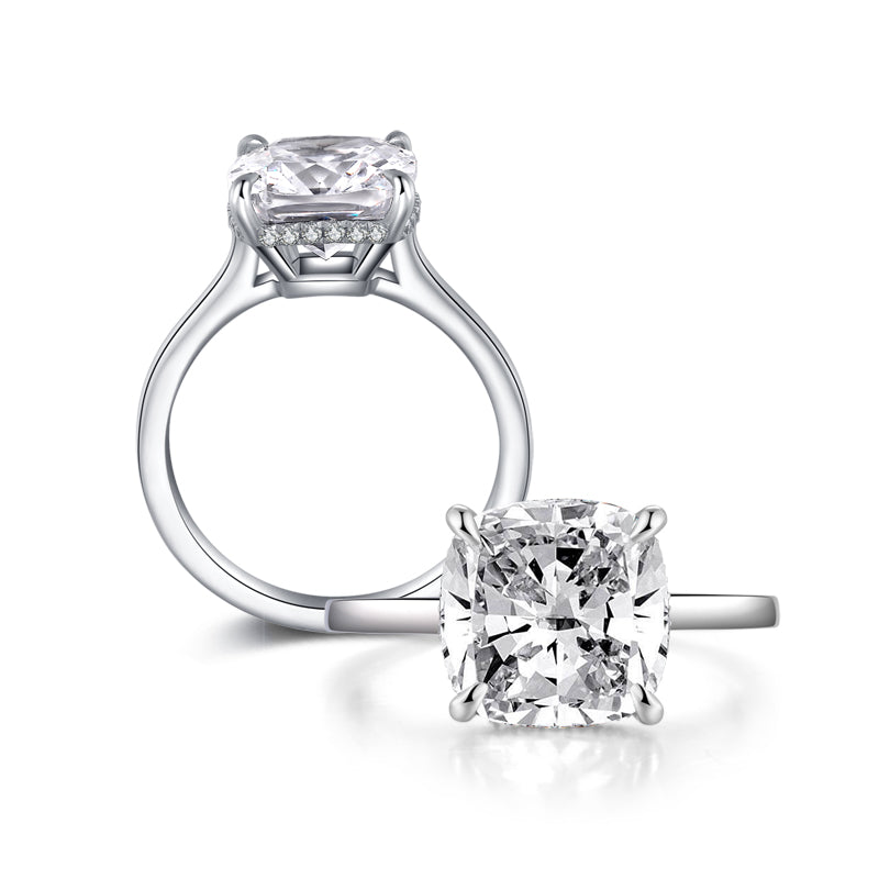 Kahun 10mm Cushion Solitaire CZ Engagement Ring | 5.6ct | Sterling Silver