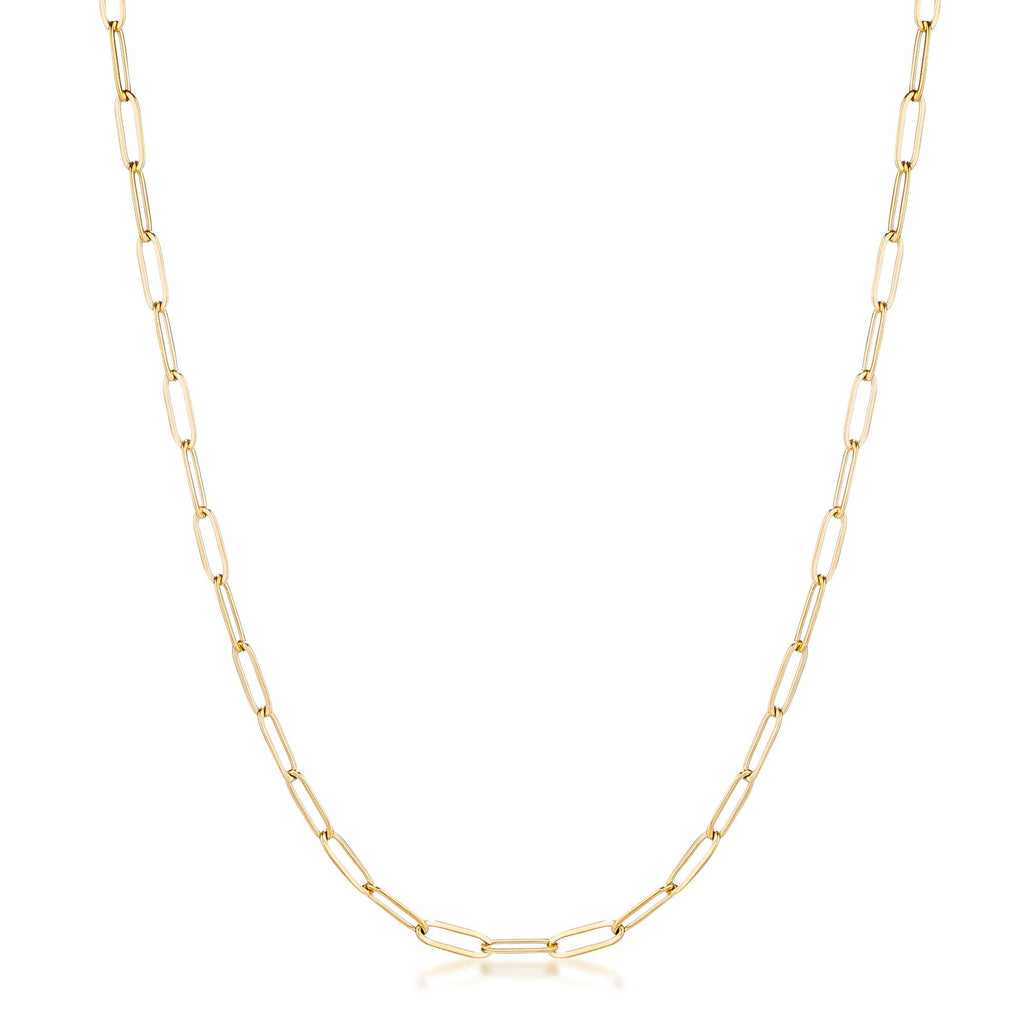 Kaylee 16” Gold Petite Paperclip Chain Linked Necklace