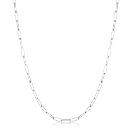 Kaylee 20” Silver Medium Paper Clip Chain Linked Necklace