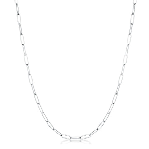 Kaylee 20” Silver Petite Paperclip Chain Linked Necklace