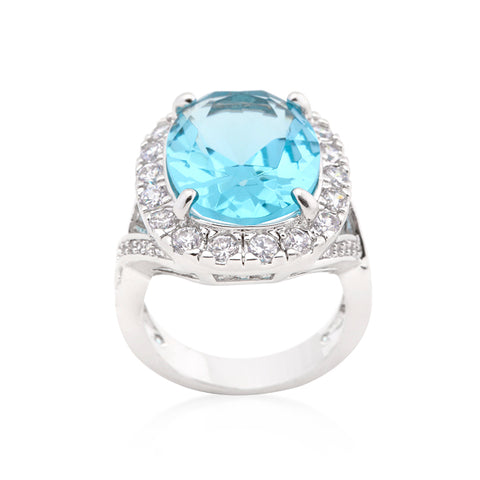 Kaylin Aqua Blue Cushion Cut Halo Cocktail Ring | 15ct