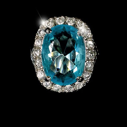 Kaylin Aqua Blue Cushion Cut Halo Cocktail Ring | 15ct