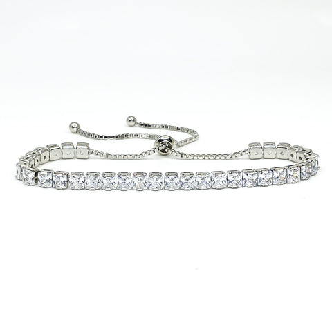 Keeley 4mm Princess CZ Silver Tennis Bolo Bracelet