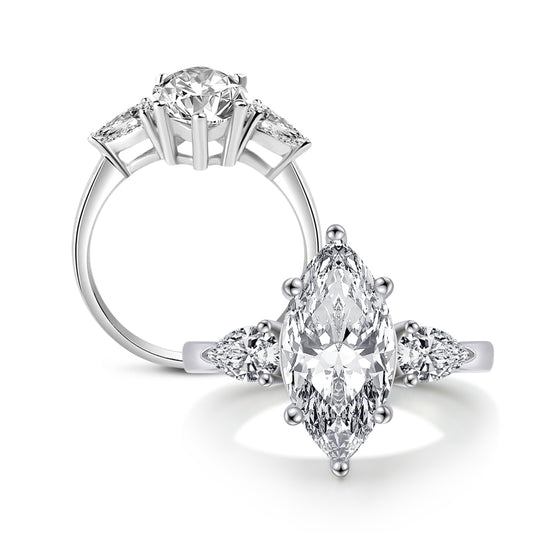 Keena 17x8mm Marquise CZ Engagement Ring | 4.5ct | 925 Sterling Silver