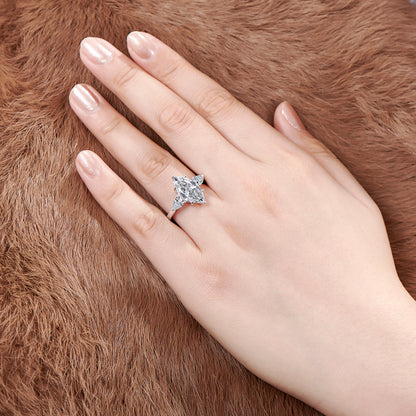 Keena 17x8mm Marquise CZ Engagement Ring | 4.5ct | 925 Sterling Silver