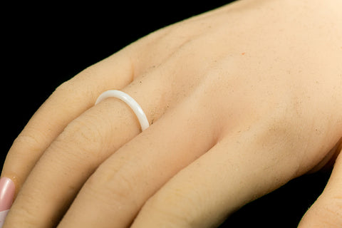 Keita White Ceramic Stackable Band Ring