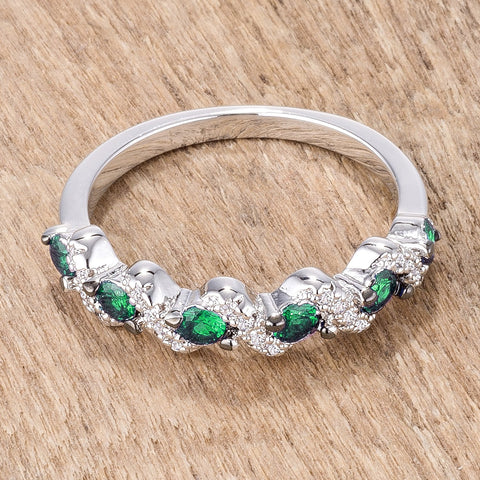 Kerra S Shape Emerald & Clear Half Eternity Ring | .8ct