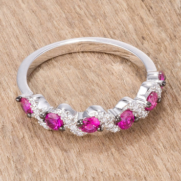 Kerra S Shape Pink & Clear CZ Half Eternityl Ring | .8ct