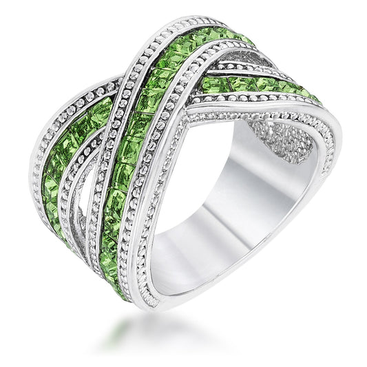 Kerstin Criss Cross Peridot Green Wide Band Ring | 3.5ct