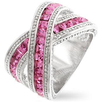 Kerstin Criss Cross Pink CZ Wide Band Ring | 3.5ct