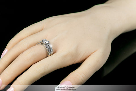 Kimmy Filigree 1ct Round CZ Engagement & Wedding Ring Set | 2.8ct