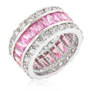 Kinsley Radiant Cut Pink Eternity Band Ring | 11ct