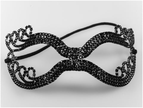 Kinza Crystal Loops Black Masquerade Mask | Crystal | Black