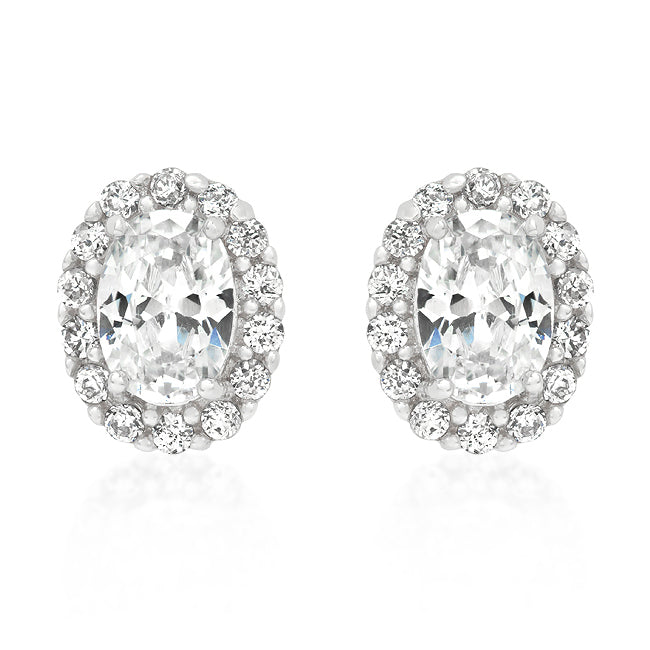 Kira Oval Halo Stud Earrings