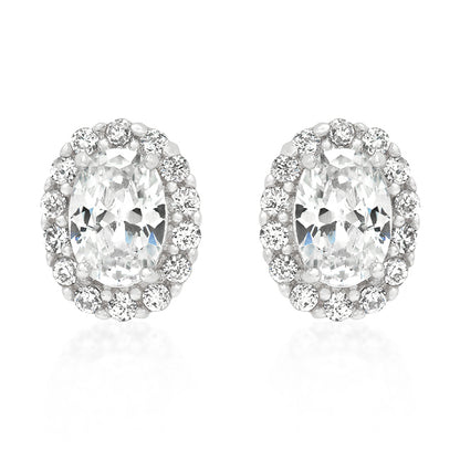 Kira Oval Halo Stud Earrings