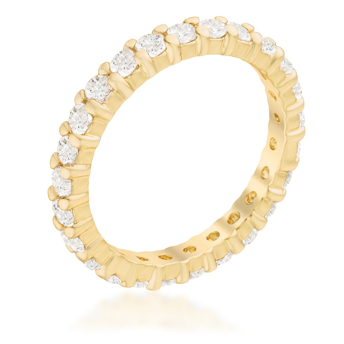 Krista Gold Eternity Round Cut Stackable Ring | 2ct | 18k Gold