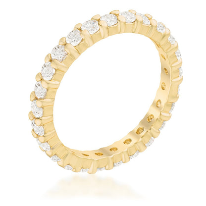 Krista Gold Eternity Round Cut Stackable Ring | 2ct | 18k Gold