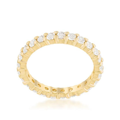 Krista Gold Eternity Round Cut Stackable Ring | 2ct | 18k Gold