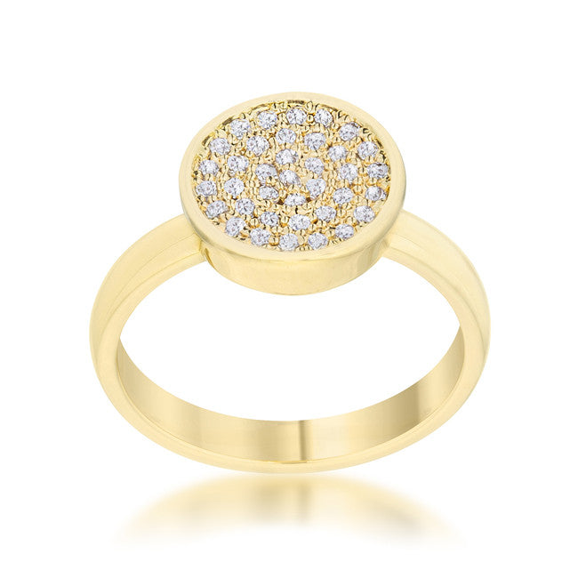 Krystal 14k Gold Pave Circle Cluster  Fashion Cocktail Ring | .8 Carat |Cubic Zirconia - Beloved Sparkles
 - 1