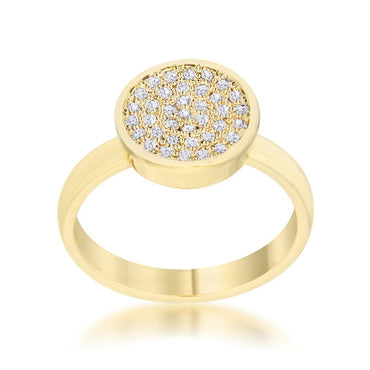 Krystal 14k Gold Pave Circle Cluster  Fashion Cocktail Ring | .8 Carat |Cubic Zirconia - Beloved Sparkles
 - 1