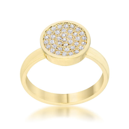 Krystal 14k Gold Pave Circle Cluster  Fashion Cocktail Ring | .8 Carat |Cubic Zirconia - Beloved Sparkles
 - 1