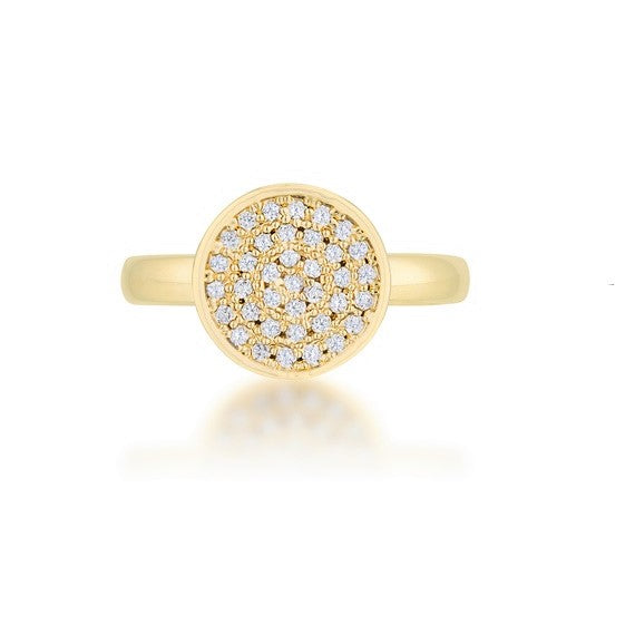 Krystal 14k Gold Pave Circle Cluster  Fashion Cocktail Ring | 0.2ct | 14k Gold