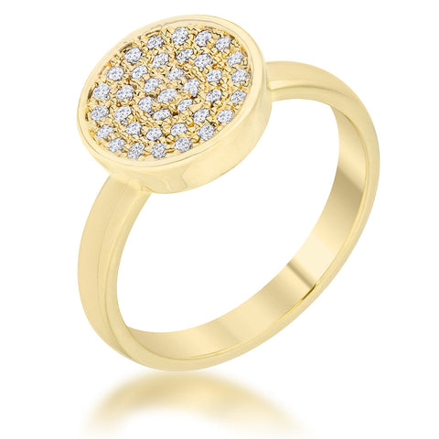 Krystal 14k Gold Pave Circle Cluster  Fashion Cocktail Ring | 0.2ct | 14k Gold