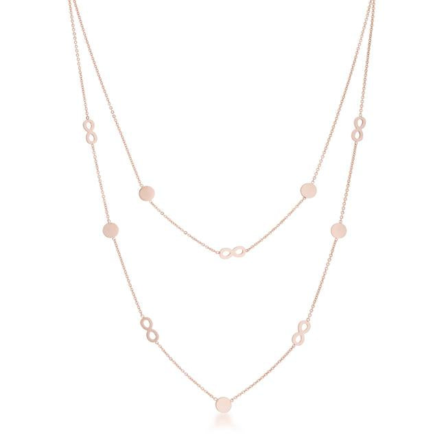 Krystal Rose Gold Infinity Layer Stainless Steel Necklace