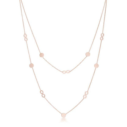 Krystal Rose Gold Infinity Layer Stainless Steel Necklace