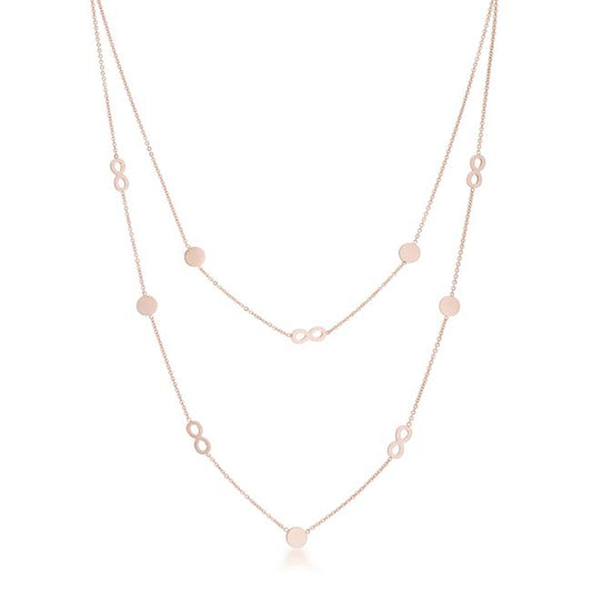 Krystal Rose Gold Infinity Layer Stainless Steel Necklace