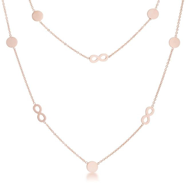 Krystal Rose Gold Infinity Layer Stainless Steel Necklace