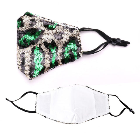 Kayli Leopard Pattern Sequin Embellished Fashion Mask