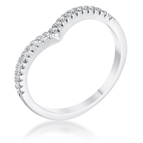 Ladda CZ Chevron Silver Band Ring | 0.35ct