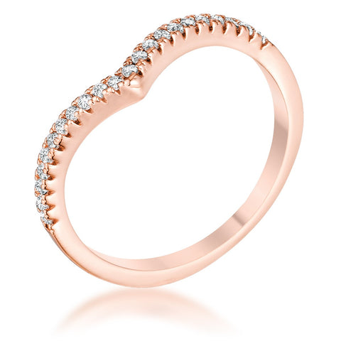 Ladda CZ Chevron Rose Gold Band Ring | 0.35ct