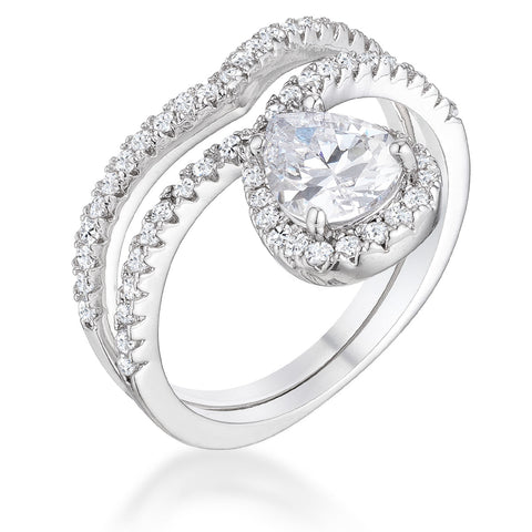 Ladda 1.25ct Pear Cut Chevron Engagement Wedding Ring Set | 2.15ct