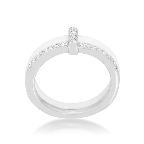 Lafi White Ceramic Cocktail Band Ring | Sterling Silver