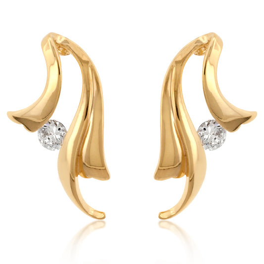 Lana Gold Ribbon CZ Stud Earrings | 04ct