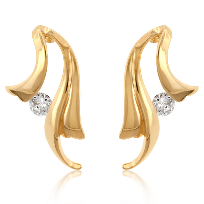 Lana Gold Ribbon CZ Stud Earrings | 04ct