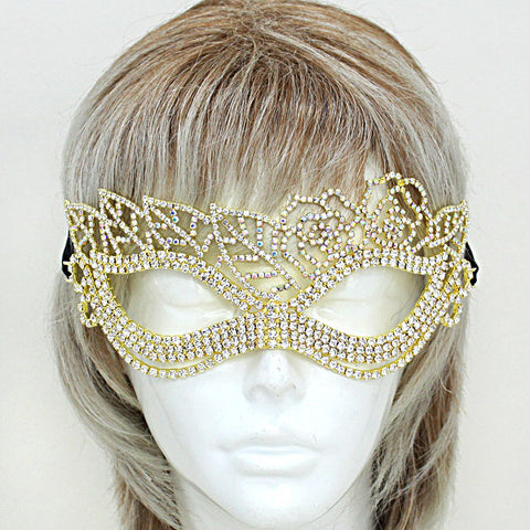 Lara Leaf Cluster Silver Masquerade Mask | Cystal | Gold