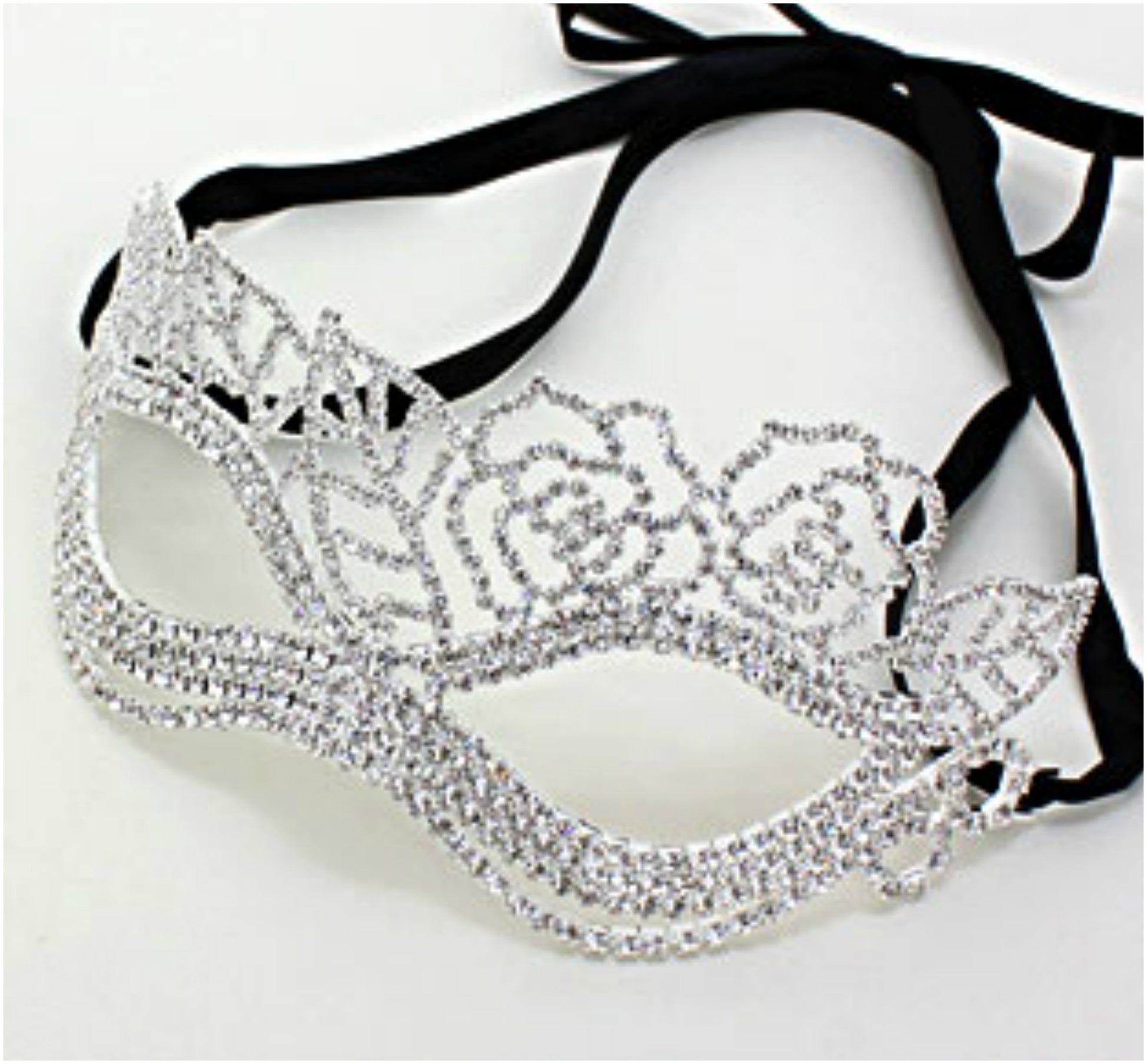 Lara Leaf Cluster Silver Masquerade Mask | Cystal - Beloved Sparkles
 - 2
