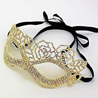 Lara Leaf Cluster Silver Masquerade Mask | Cystal | Gold
