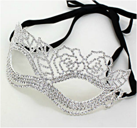 Lara Leaf Cluster Silver Masquerade Mask | Cystal - Beloved Sparkles
 - 2